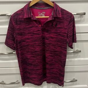 Boys large under armor, golf shirt. Pink & black. Excellent condition.